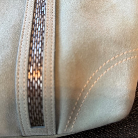 Vintage Coach 8B31 Mint Suede Beaded Tote Bag Tiffany blue interior Dust Bag Inc - Picture 10 of 16